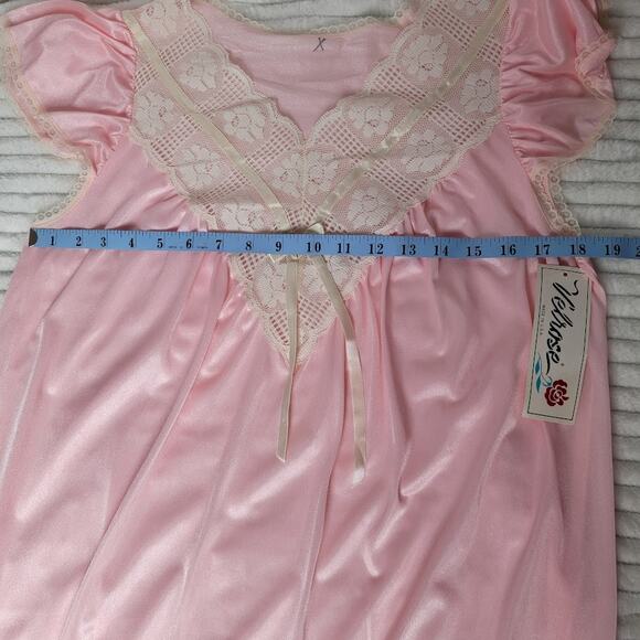 NWT Vintage Velrose Nightgown Small Pink Nylon Lace Trim Made in USA 1960s 70s - Picture 5 of 9